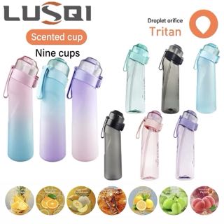 LUSQI - Geurwaterfles met luchtaroma, inclusief 7 pods en plastic rietje.